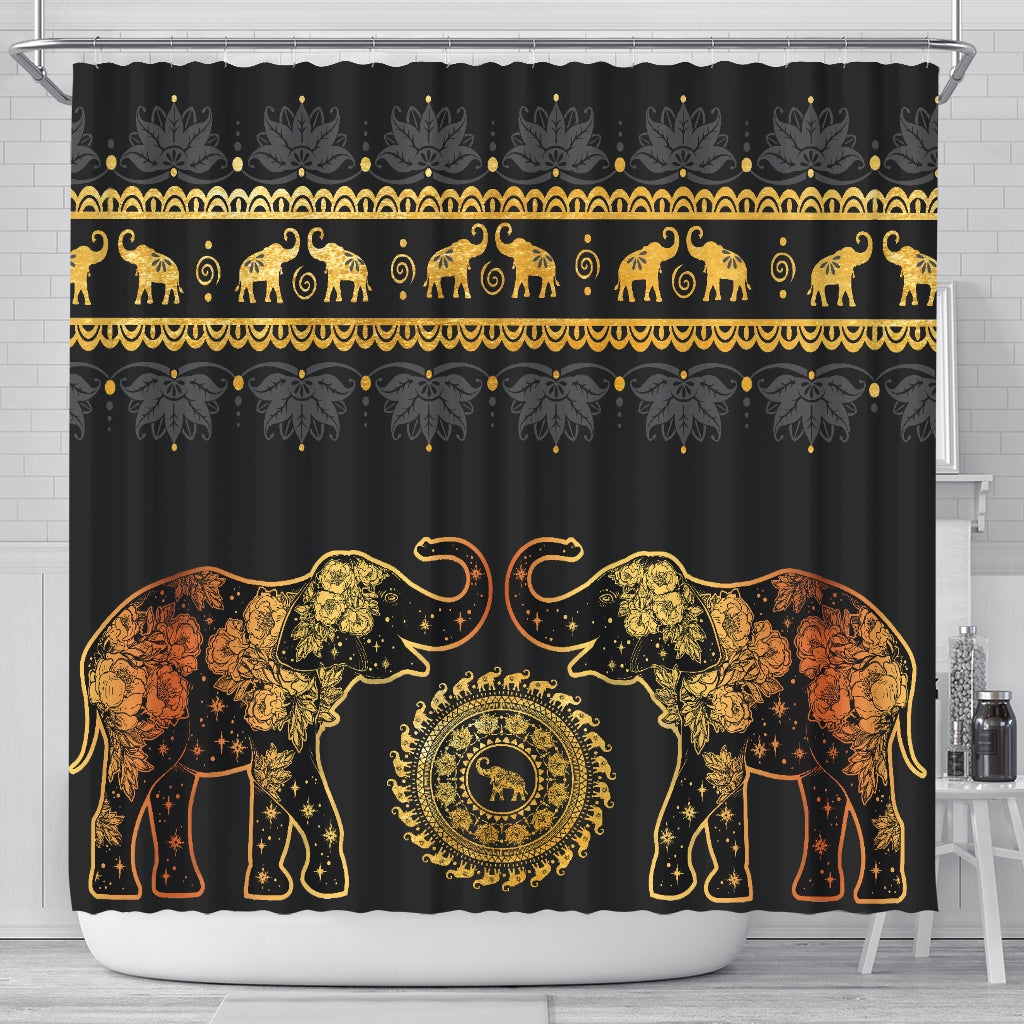 Golden Elephant Shower Curtain