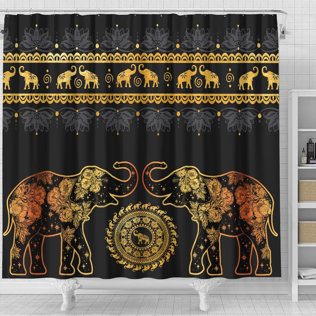 Golden Elephant Shower Curtain
